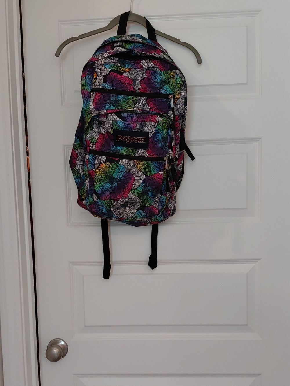 Jansport Rainbow Floral Print Backpack with Black Trim